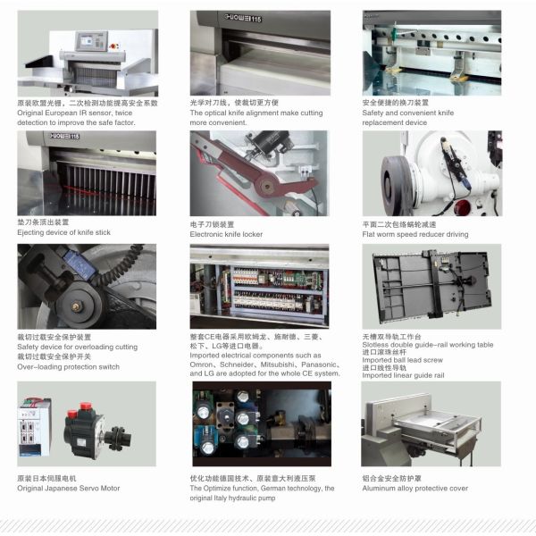 Guillotine Automatic Packaging Machine 115 Programmed touch screen with 6 language LCD Single/Double hydraulic pump