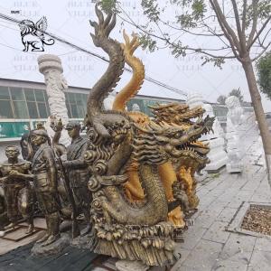 Chinese Bronze Dragon Statue Casting Metal Sculpture Fountain Garden Decoration Large