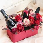 Rectangular Portable Artificial Fresh Rose Round Hat Handle Flower Boxes with