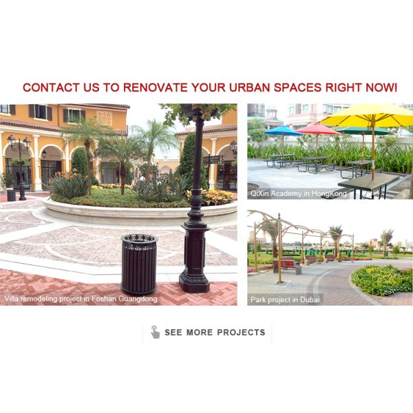 Custom Commercial Large Planters With Bench For Outdoor Garden Patio