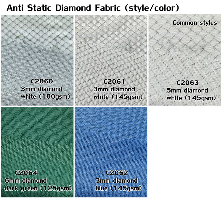 96% Polyester 4% Carbon ESD Antistatic 3mm Diamond Coat Comfortable Clothe