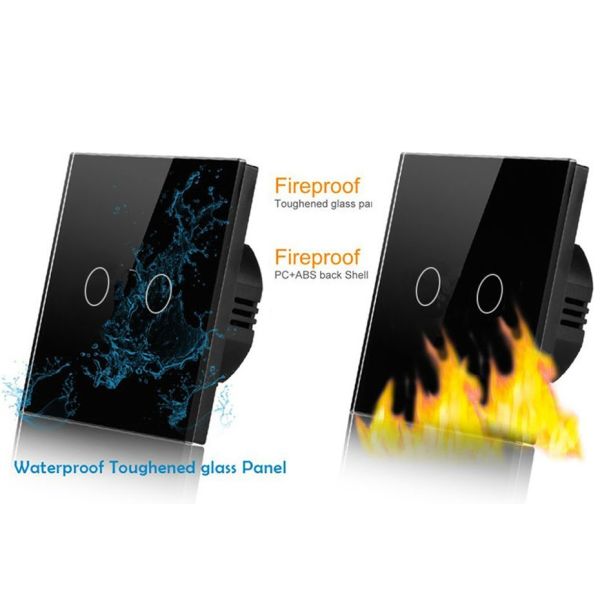 Crystal Glass Panel EU Wall Switch EU Touch Switch Screen Light Switch 1gang1way