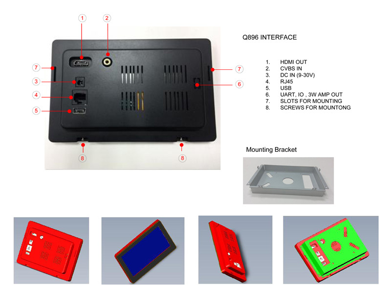 7 Inch Wall Mounted Touch Screen Terminal For Web-Based Application, Time Tracking