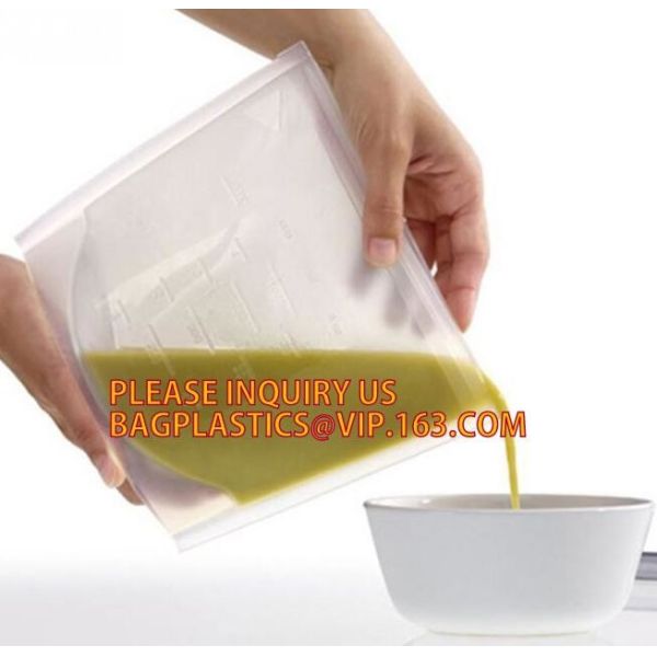 Airtight Seal Food Storage Container Versatile Reusable Silicone Food Preservation Bag,Custom Logo Zip Lock Reusable Sil