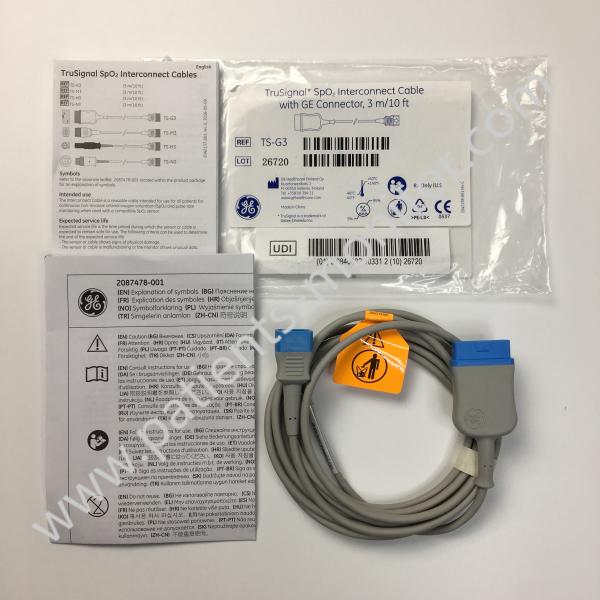 Quality GE TruSignal Spo2 Interconnect Cable With GE Connector REF TS-G3 LOT 26720 3meters 10ft for sale