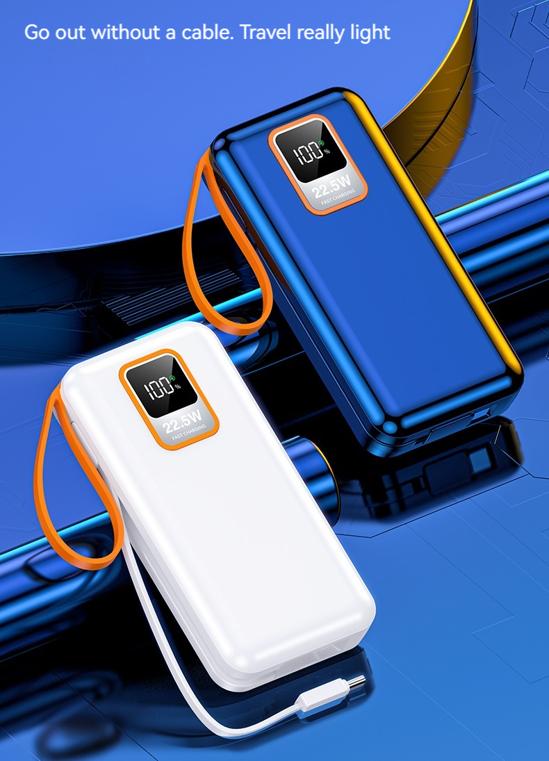 Outdoor 10000mAh TC Port Mini 22.5W Fast Charging Power Bank with Cable and Real Capacity