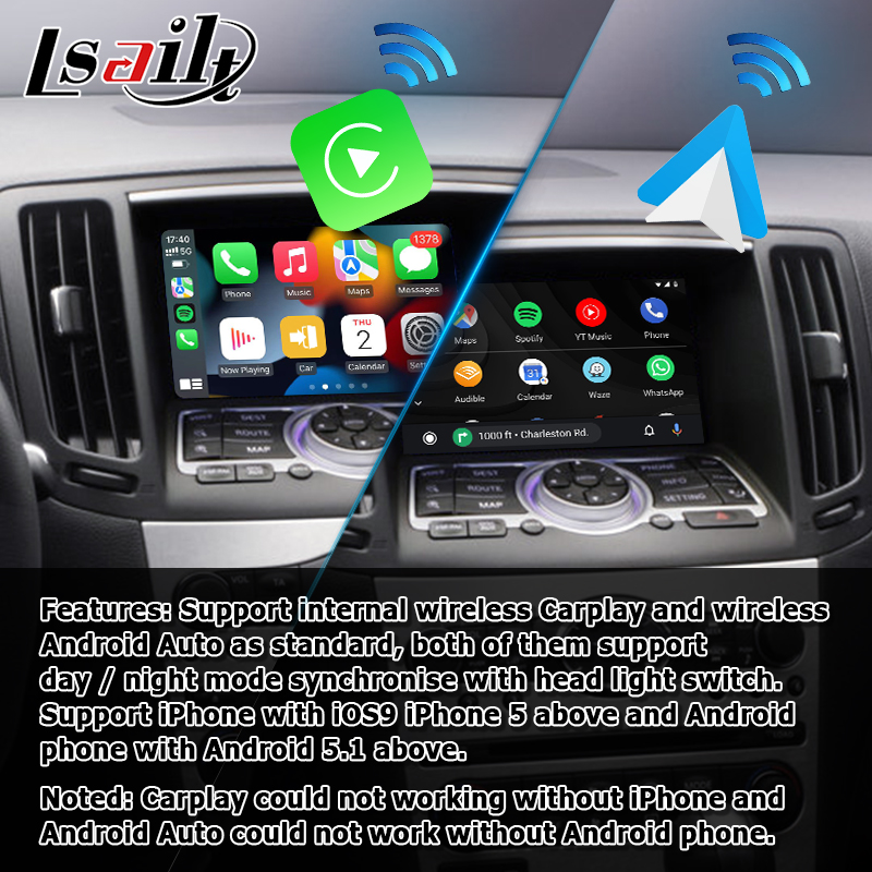 Wireless carplay android auto for Infiniti G37 G25 Q40 Q60 370GT skyline 08IT