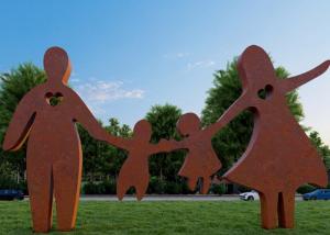 China Public Garden Park Metal Art Corten Steel Family Figure Sculpture wholesale
