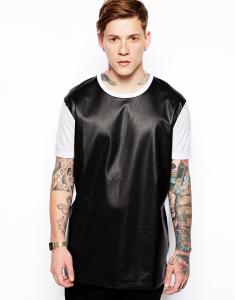 China Custom tshirt men leather t shirt custom t shirt men's t shirt on sale