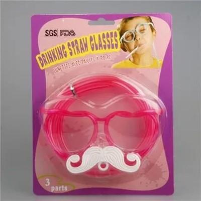 Quality Unique Replacing Plastic Straws , Glasses Style Custom Plastic Straws for sale