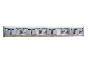 Commercial Wall Mounted 4 Slot Mop And Broom Handle Holder Organizer With 4 Hooks