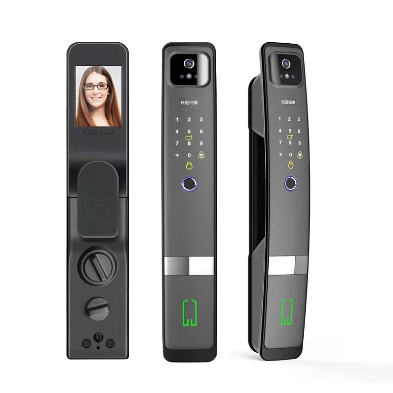 6068 Mortise Tuya APP Password Card Fingerprint Electronic Door Lock With Face Camera 6kg