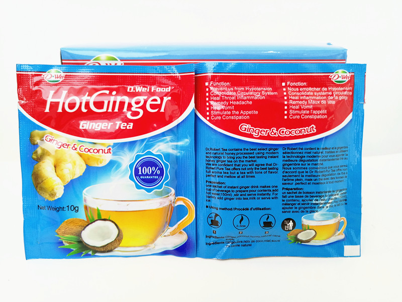 Coconut flavor ginger tea spicy and sweet instant drinks powder nice taste