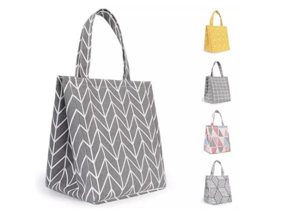 Quality Canvas Fabric Reusable Insulated Lunch Bag With Inner Pocket for sale