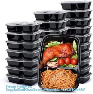 China Meal Prep Containers Reusable, 2 Compartment Food Containers With Lids To Go Containers, Black Plastic Containers wholesale