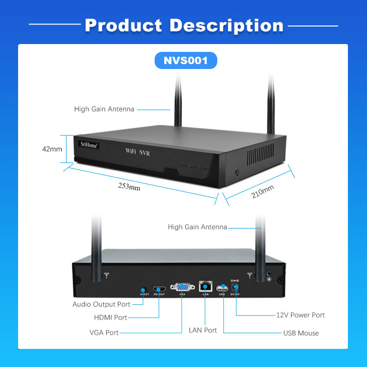 H.265 Smart Camera Monitor 1080P 8CH Wireless NVR Kit Security Camera System Spy Camera Hidden