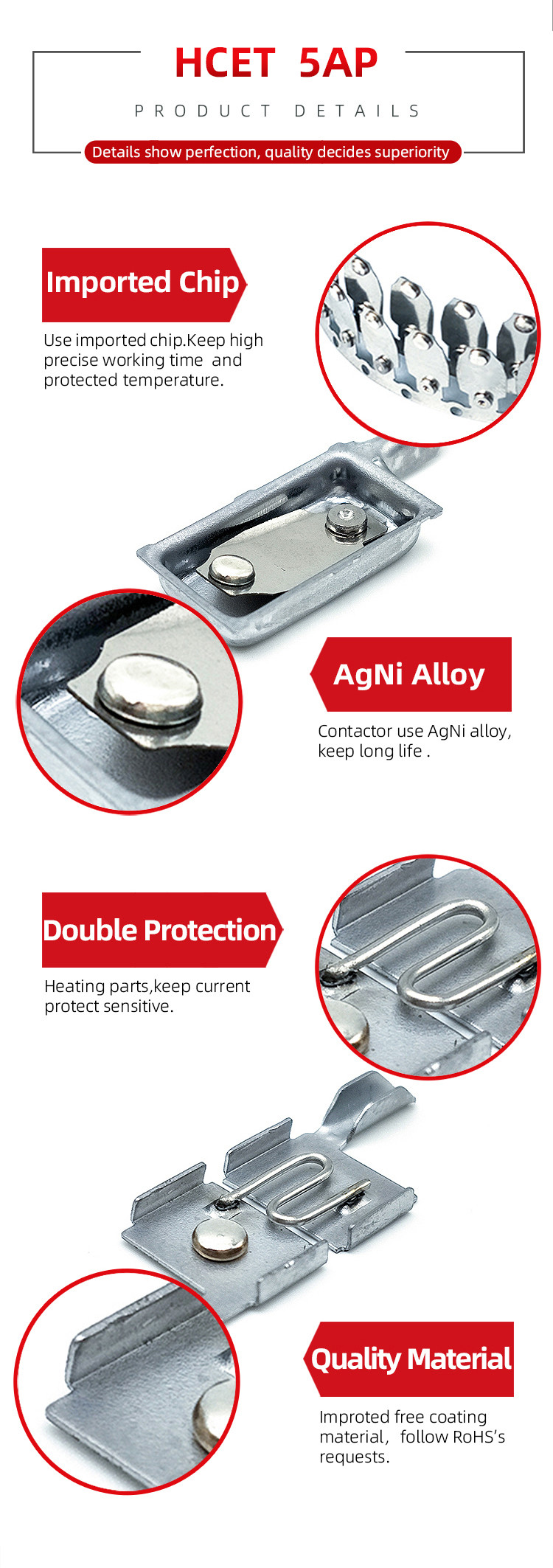 Automatic Reset Aerial Motor Thermal Overload Protector High Precision Cutoff Switch 18AM