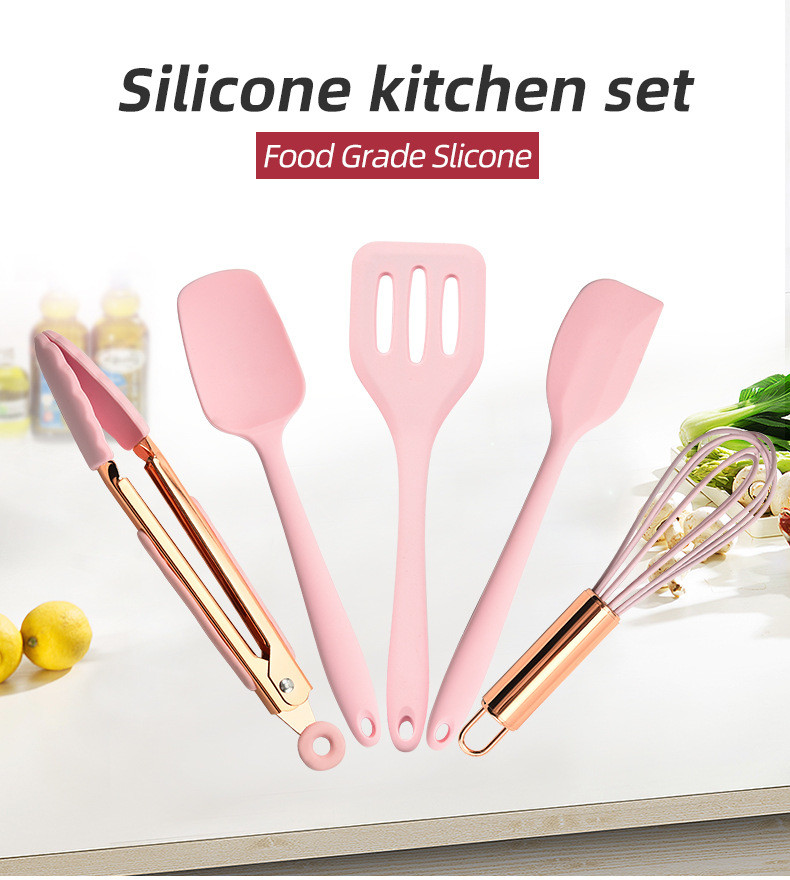 Silicone Baking Utensils Set 5Pcs Silicone Spatula Set Non-Stick Durable Silicone Cookware Cooking Kitchen Tools Set