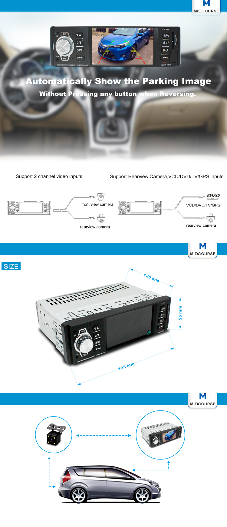 Universal Single Din Multimedia Player Mp5 Video Player Mp4 Mp3 Radio With Bluetooth USB AUX