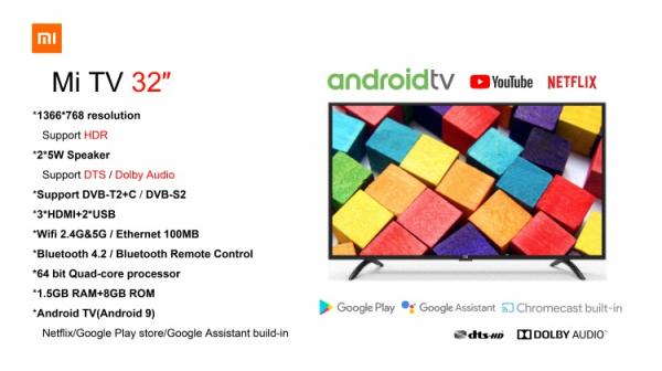 Original Xiaomi Smart 4A 32inches Mi LED Android TV 8.0 Television 1GB RAM 4GB ROM Xiaomi Mi TV Television 32inches