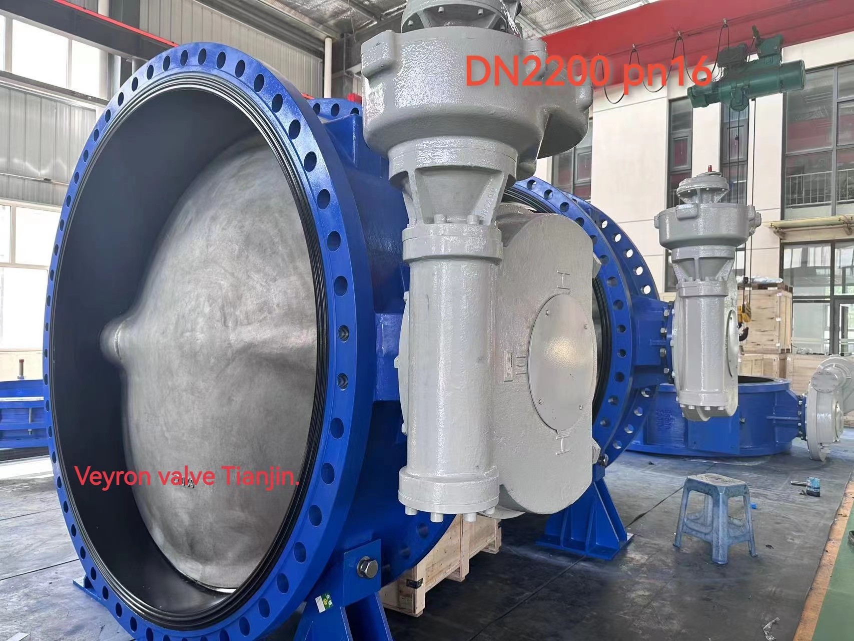 DN1650 Flanged wormgear butterfly valve 455mm Face to Face