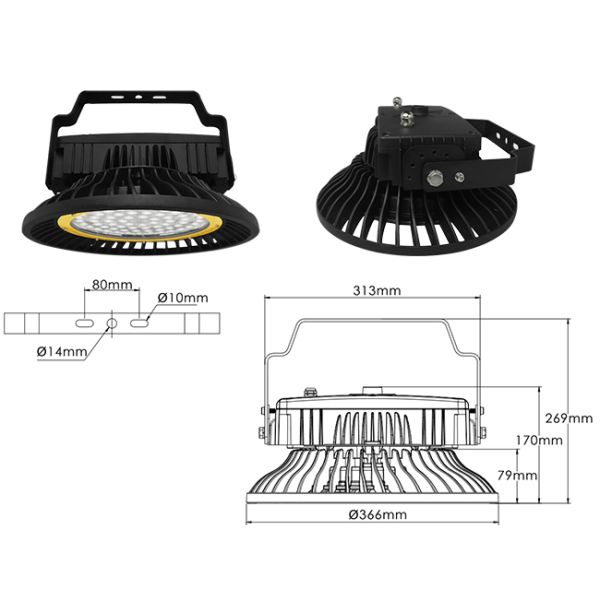 High Lumen UFO Led High Bay fluorescent lighting for warehouses