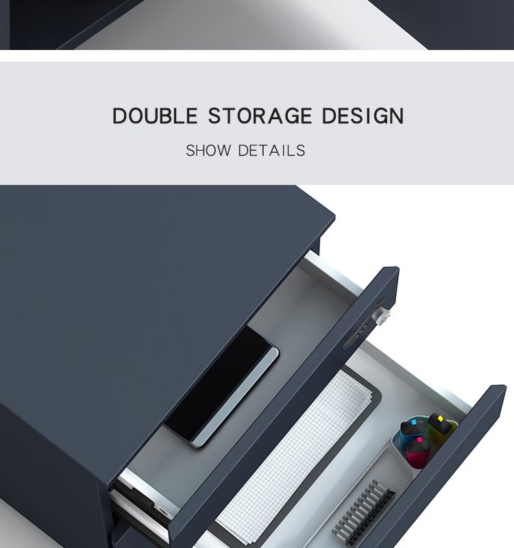 Mirror Door 0.4 To 1.5mm Mobile File Cabinet With Lock , 3 Drawer Mobile File Cabinet
