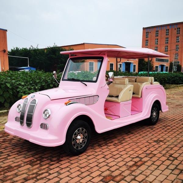 Quality Pink Classic Sightseeing Car New Electric Vintage Car Can Carriage 8 -11 People On Sale for sale