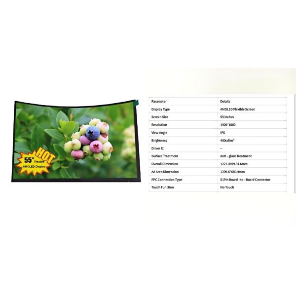55 Inch Flexible AMOLED Display 1920x1080 MIPI 400cd/M² For Curved TVs