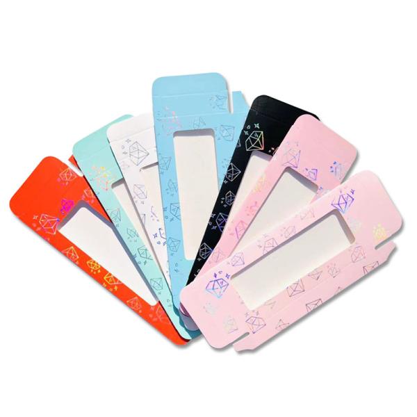 Quality Colorful Paper Eyelash Packaging Sleeves With Clear Window Holographic Design for sale