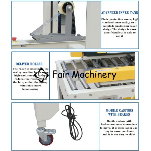 220VAC SS304 Carton Sealing Tape Machine case Erector Left Right Drive 50Hz