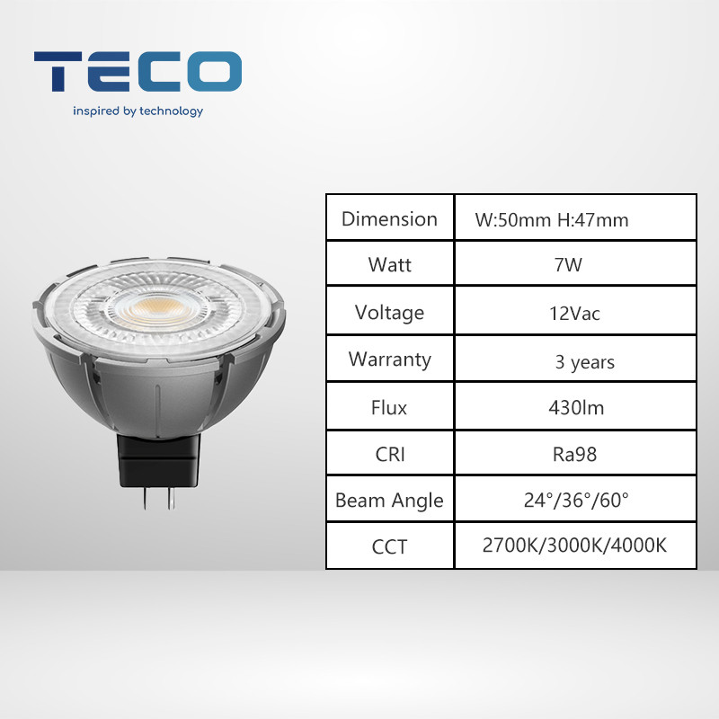 Custom 7W 12Volt MR16 Pro Spotlight Bulbs Dimmable 24 Degree 2700k Very Warm White