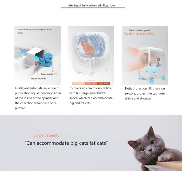 16L Automatic Cat Litter Toilet with Deodorizer and APP Control G.W./N.W. 16.8/13.5kg