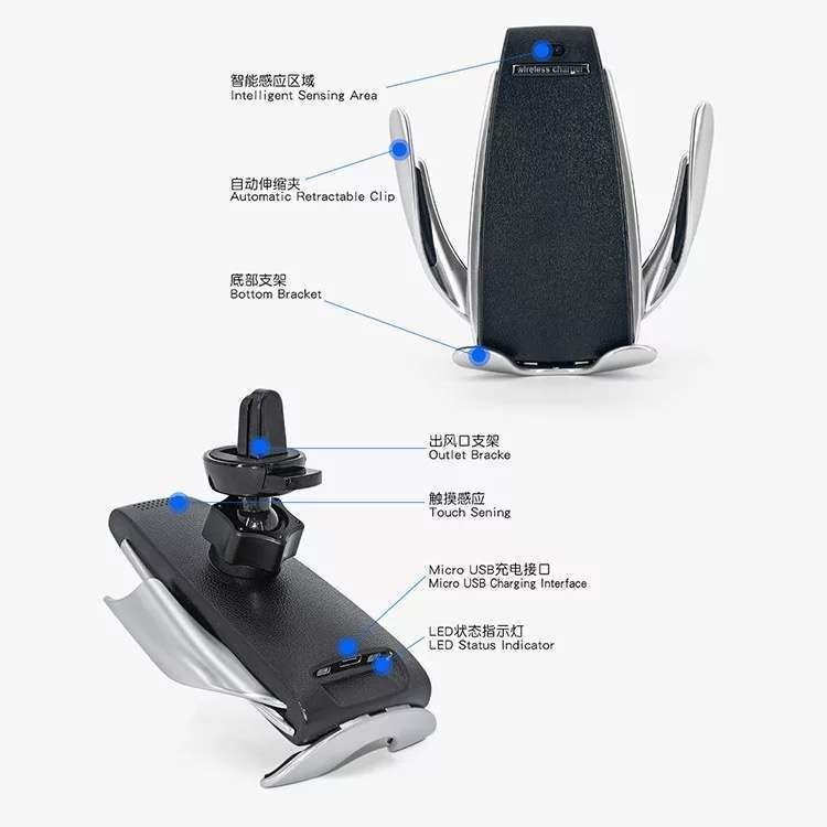 Black Car Mobile Phone Holder Intelligent Automatic Induction Navigation Car Bracket