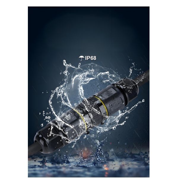LP20 20A 2-Pin Waterproof Connector IP67 Gold-Plated Brass