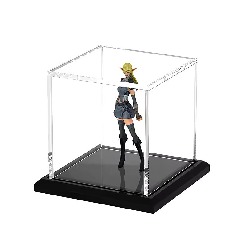 Clear Acrylic Display Case Assembled Cube Display Box Stand Dust-proof Protection Showcase for Action Figures Toy