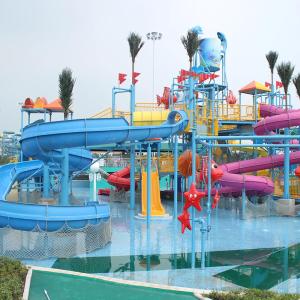 Water Playground Fiberglass Big Curve Water Slide With the Amusement Playground Equipment and Play Set