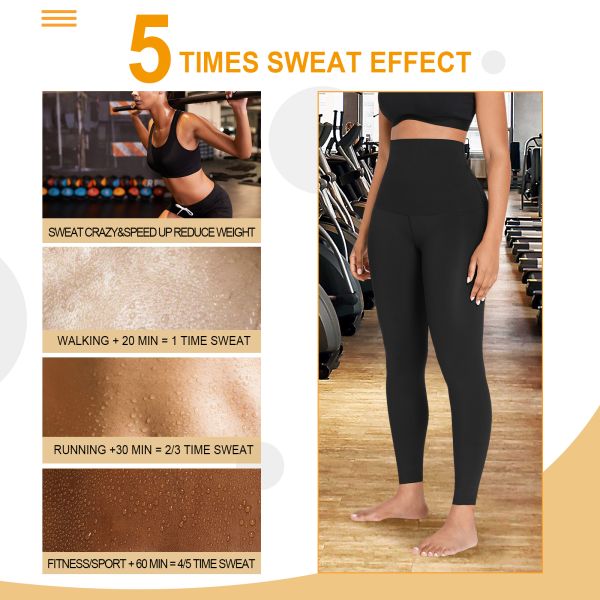 Customized Logo Printing HEXIN High Waist Sauna Sweat Tummy Control Leggings for Women