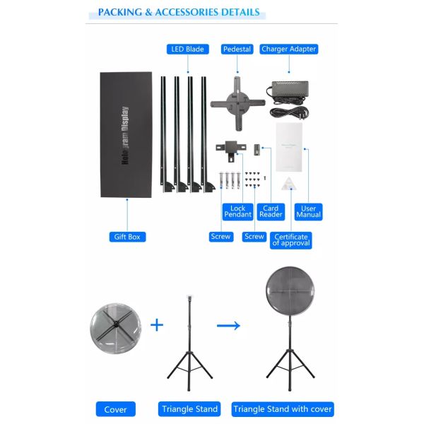 Two / Four Fan Blades 360 Degree Holographic Display , Holographic 3d Projection