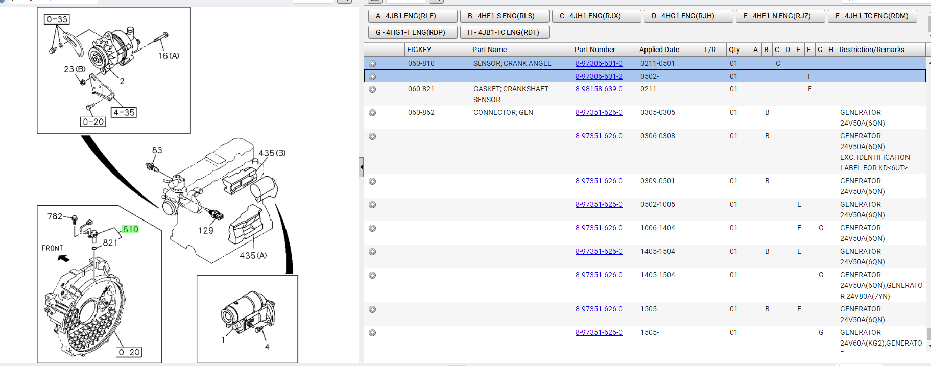 600P Isuzu Engine Parts Angle Sensor 8973066012 For 4JH1 Engine