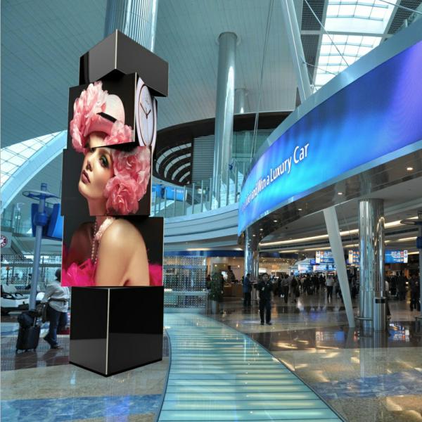 Quality Pole standing Circle moving led screen Rubik's cube led screen for sale