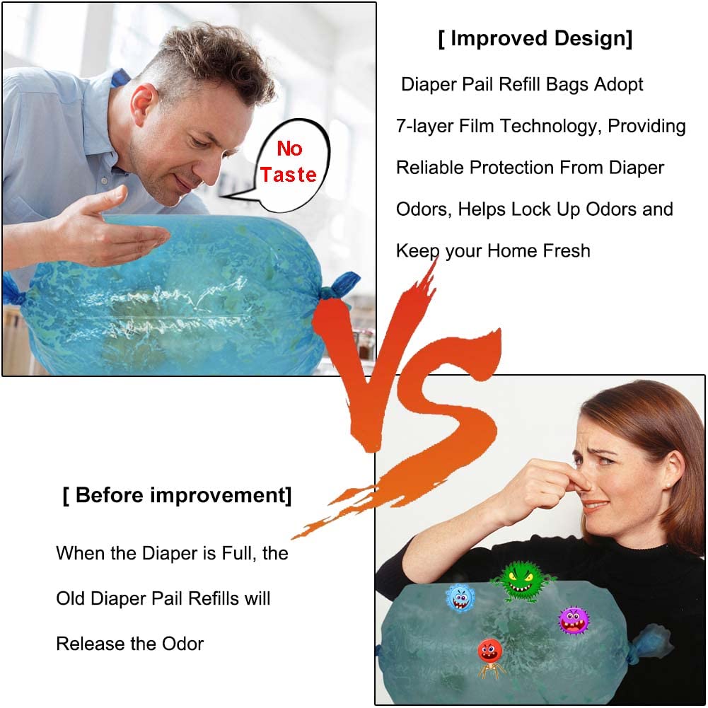 Eco-Friendly Baby Diaper Bag Diaper Pail Liner Pail Refills Nappy Bin Refills Plastic Diaper Refill Bag