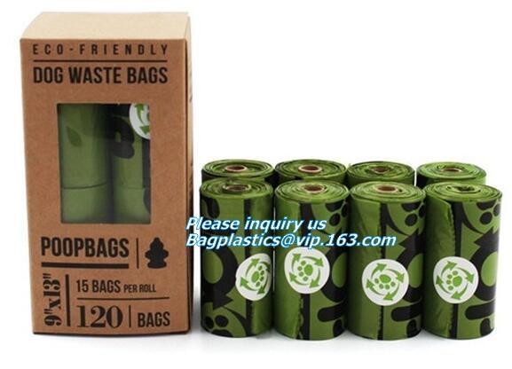 Disposable PE dog poop bag with printing, Pet Compostable disposable biodegradable plastic garbage bag