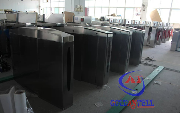 Double Core Fingerprint Biometric Turnstile Gate , Fast Pass Flap Barrier Turnstile With Software