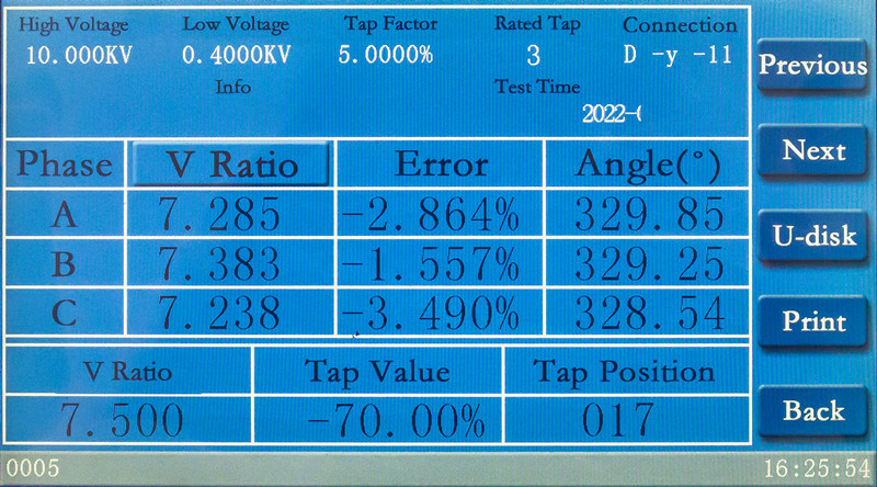 Digital Three /Single Phase Transformer Turn Ratio Tester TTR