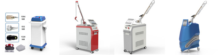 China Unique 600ps High Peak Power picosecond laser tattoo removal machine with 755nm 585nm 650nm USA Lambda Heads