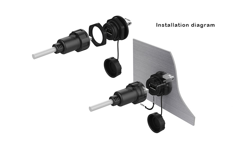 Cnlinko Ip67 Waterproof Usb 2.0 Connector Usb Female Usb2.0 Extension Cable Connector