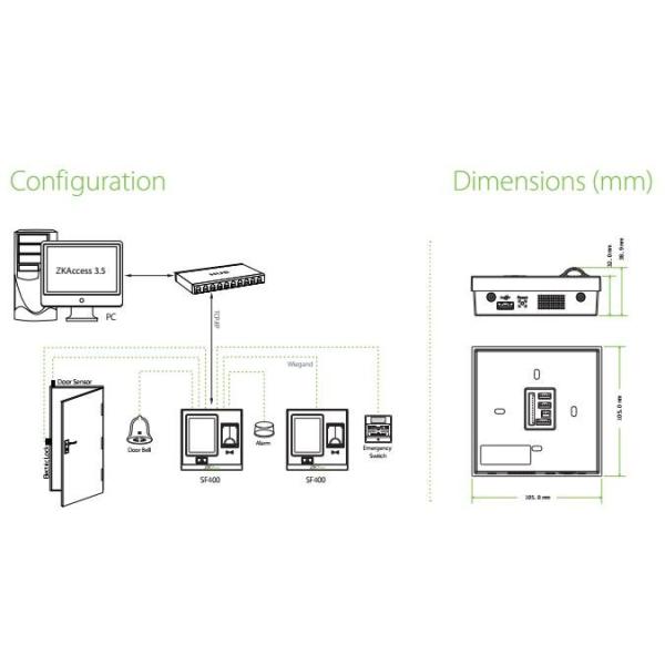 ZKTECO Fingerprint door access control SF400 STOCK Biometric time clock fingerprint scanner