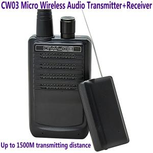 China CW03 Micro Wireless Audio Transmitter+Receiver Listening Bug 500M Remote Sound Monitor on sale