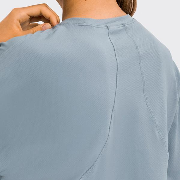 Jacquard Womens Long Sleeve Sweatshirts Nylon Loose Yoga Tops Quick Dry